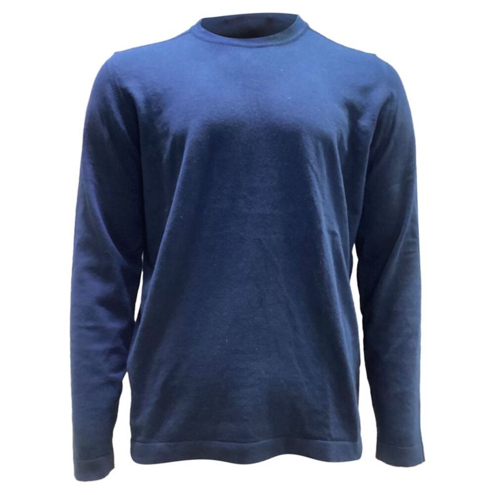 Stone Island Button-Embellished Crewneck Sweatshirt in Navy Blue Wool